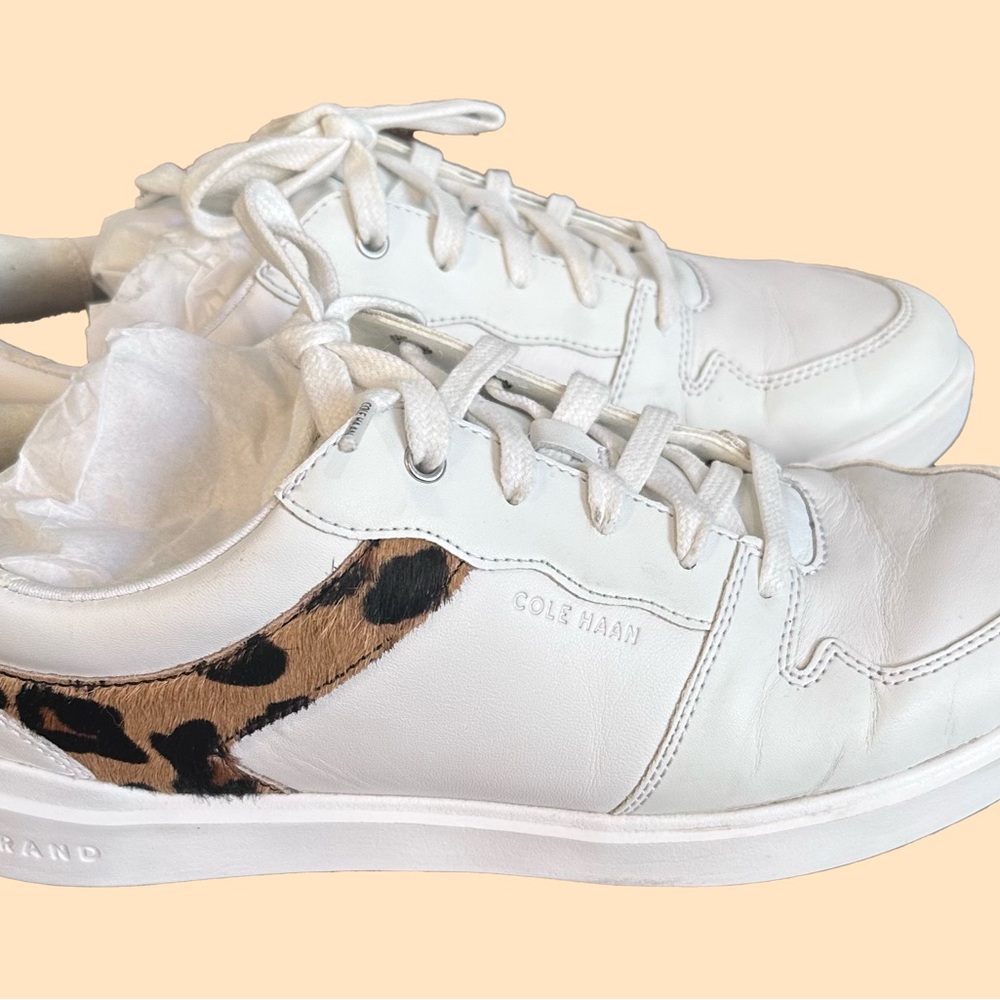 Cole Haan White and animal print sneakers